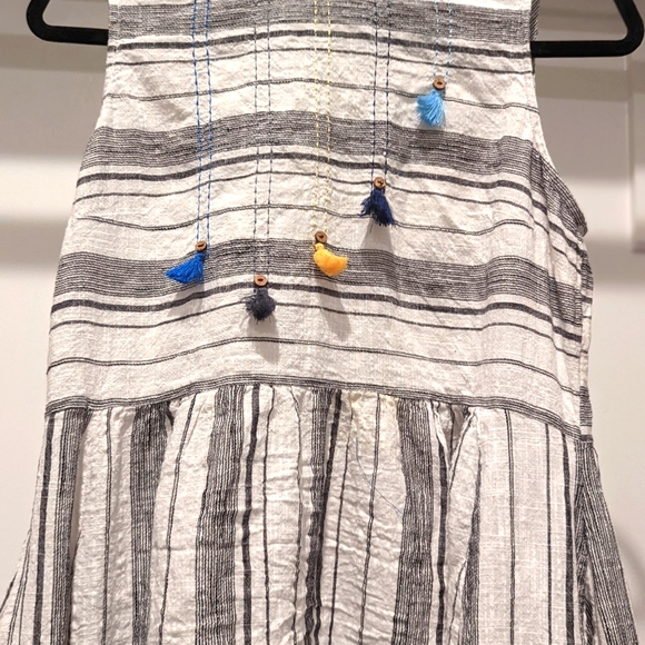 Indian Branded Asymmetrical Pure linen midi Dress with side pockets - Picture 3 of 5